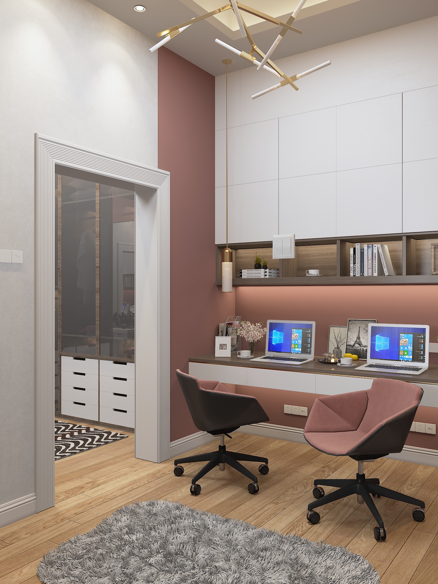 Girls Bedroom With Dressing and Study Space-6