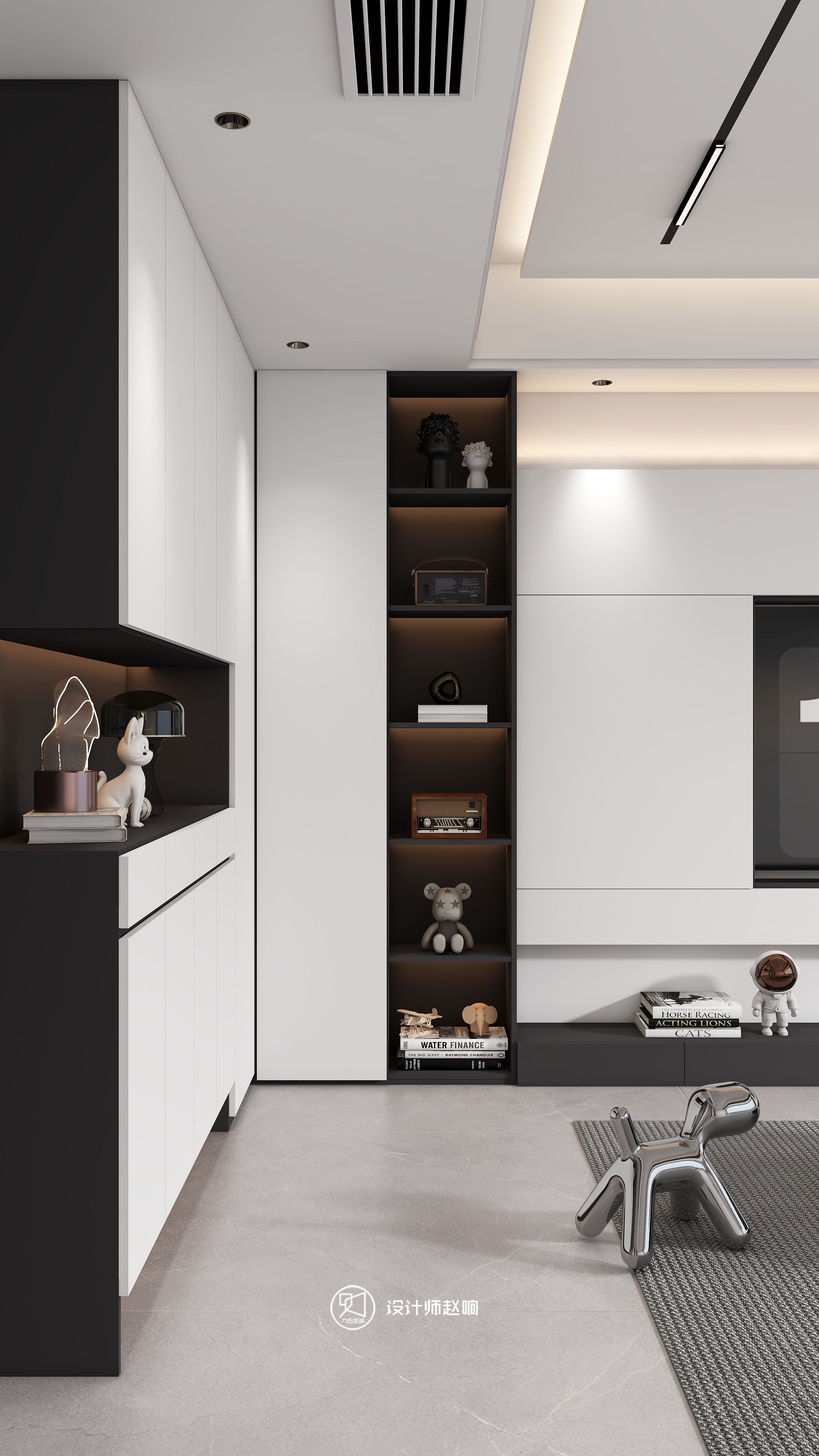 135㎡黑白灰风格住宅设计-8