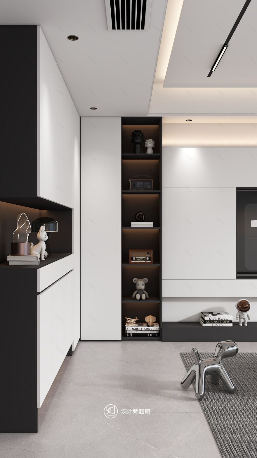 135㎡黑白灰风格住宅设计-8