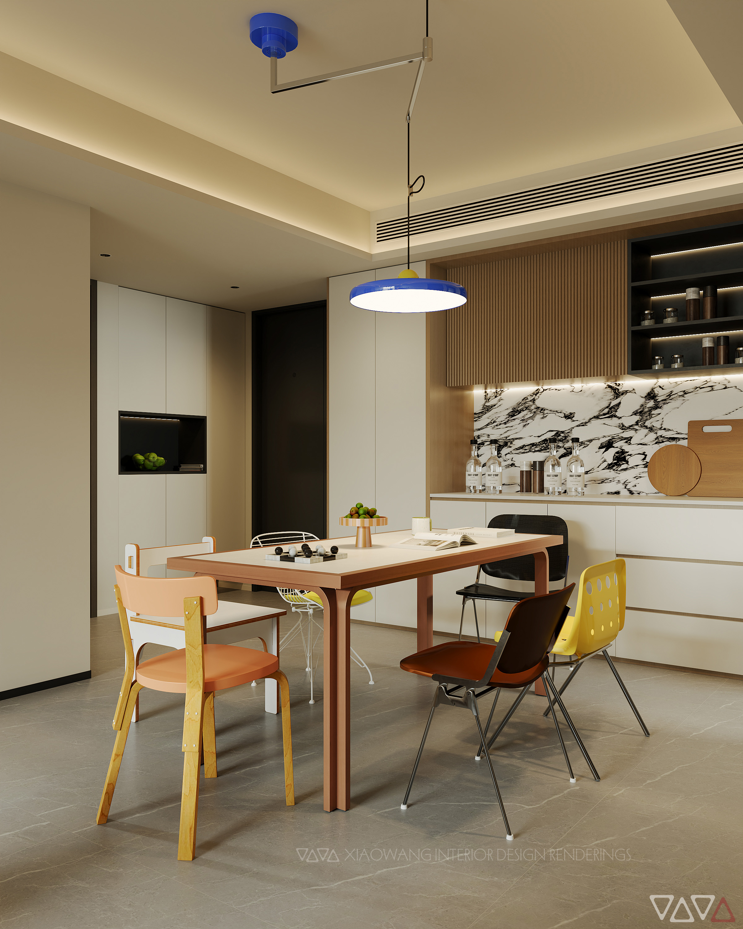 混搭风客餐厅效果图-5