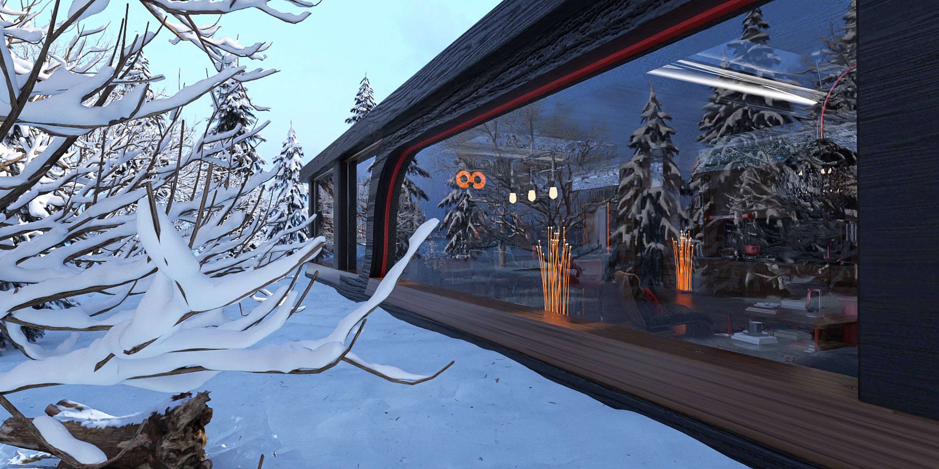 Black House in a Winter Landscape – 3D Design Project-9