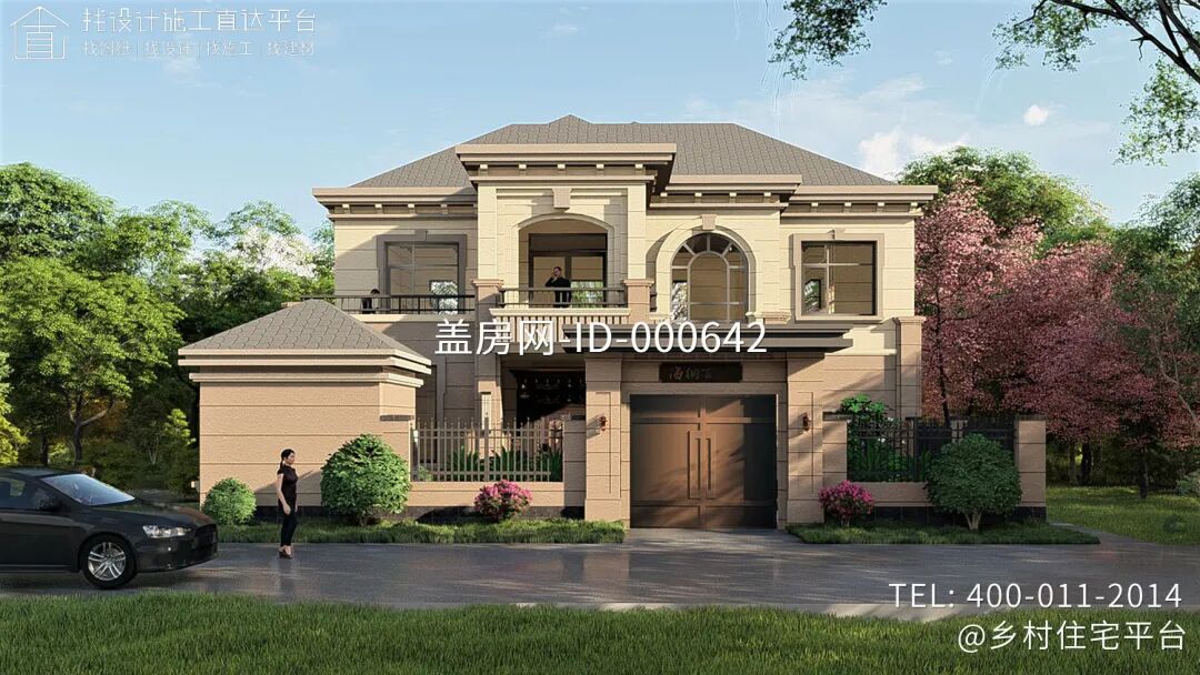 【设计师案例】土建参考造价61万，面宽16m×进深12.5m河南新乡二层欧式别墅-24