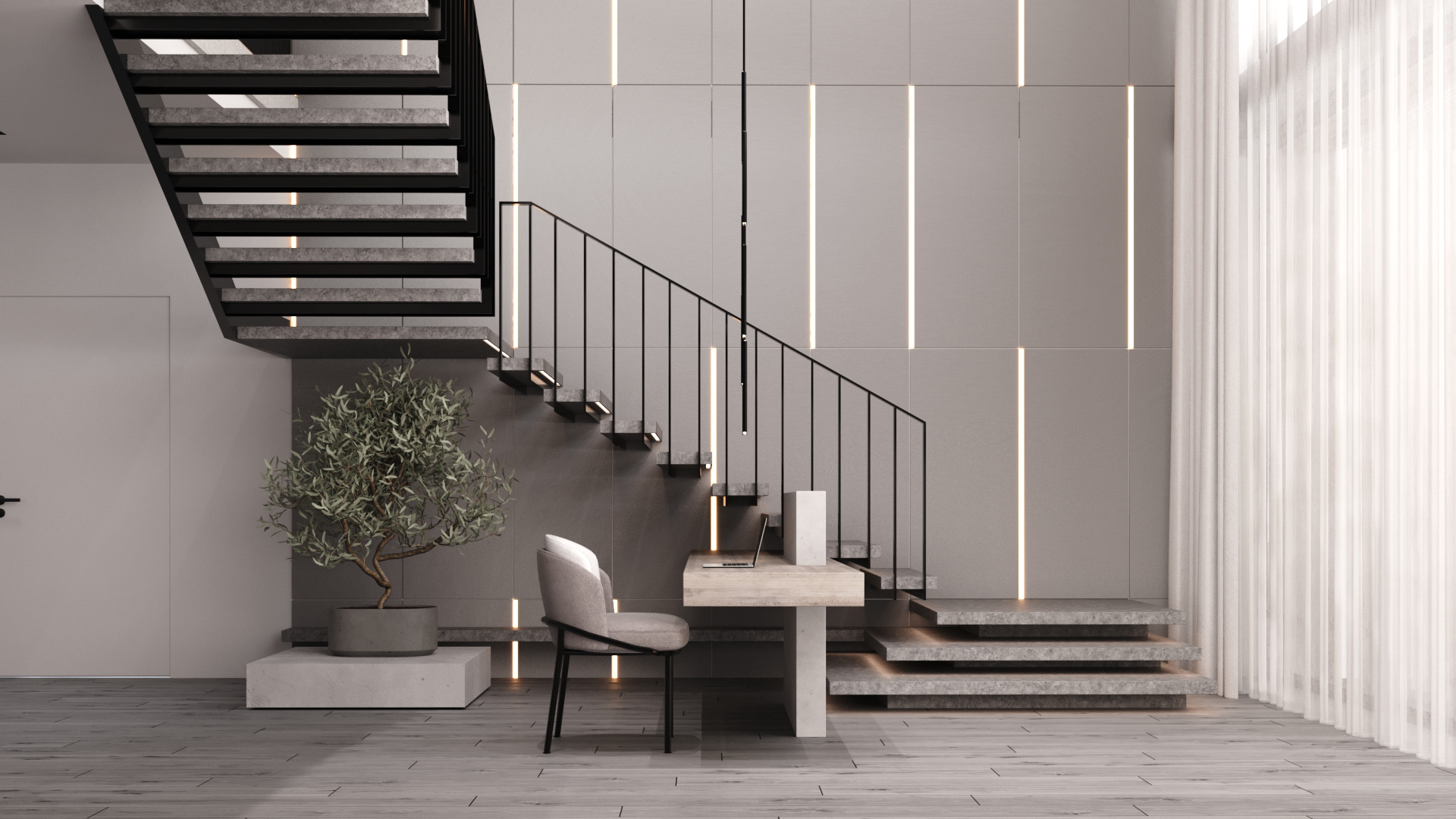 简约灰调子大空间设计-2