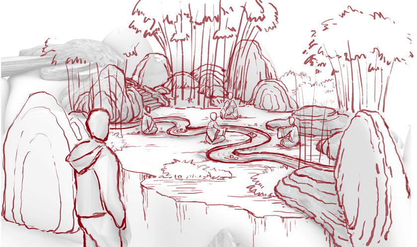 喜随作品|壶中胜境·商业中庭的科技国风微缩园林-200