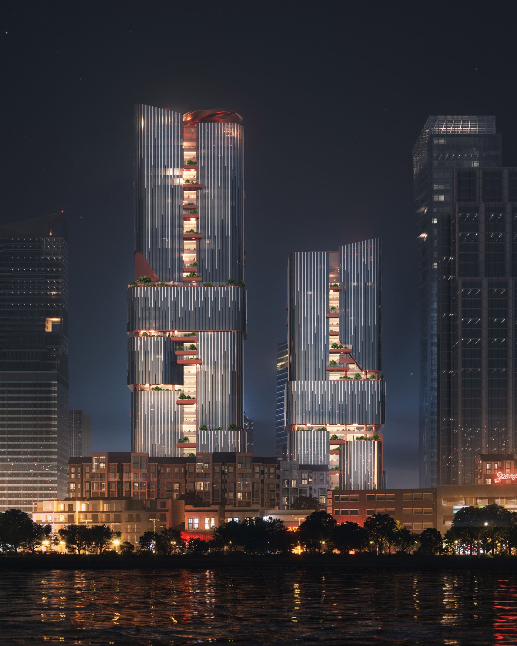 深圳“瀑布”立面摩天大楼丨中国深圳丨Büro Ole Scheeren-30