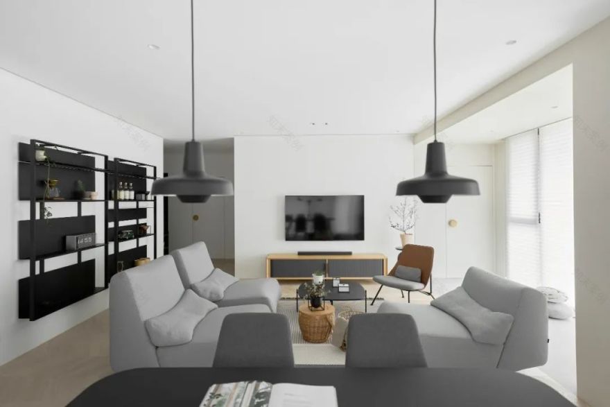 现代黑白灰搭配的北欧风住宅丨工作室-13