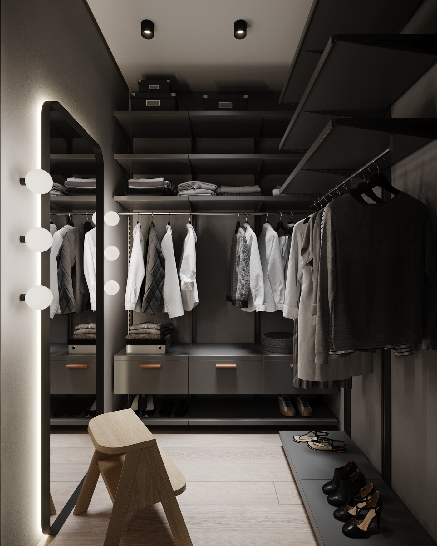 83㎡深色系小空间公寓设计-16