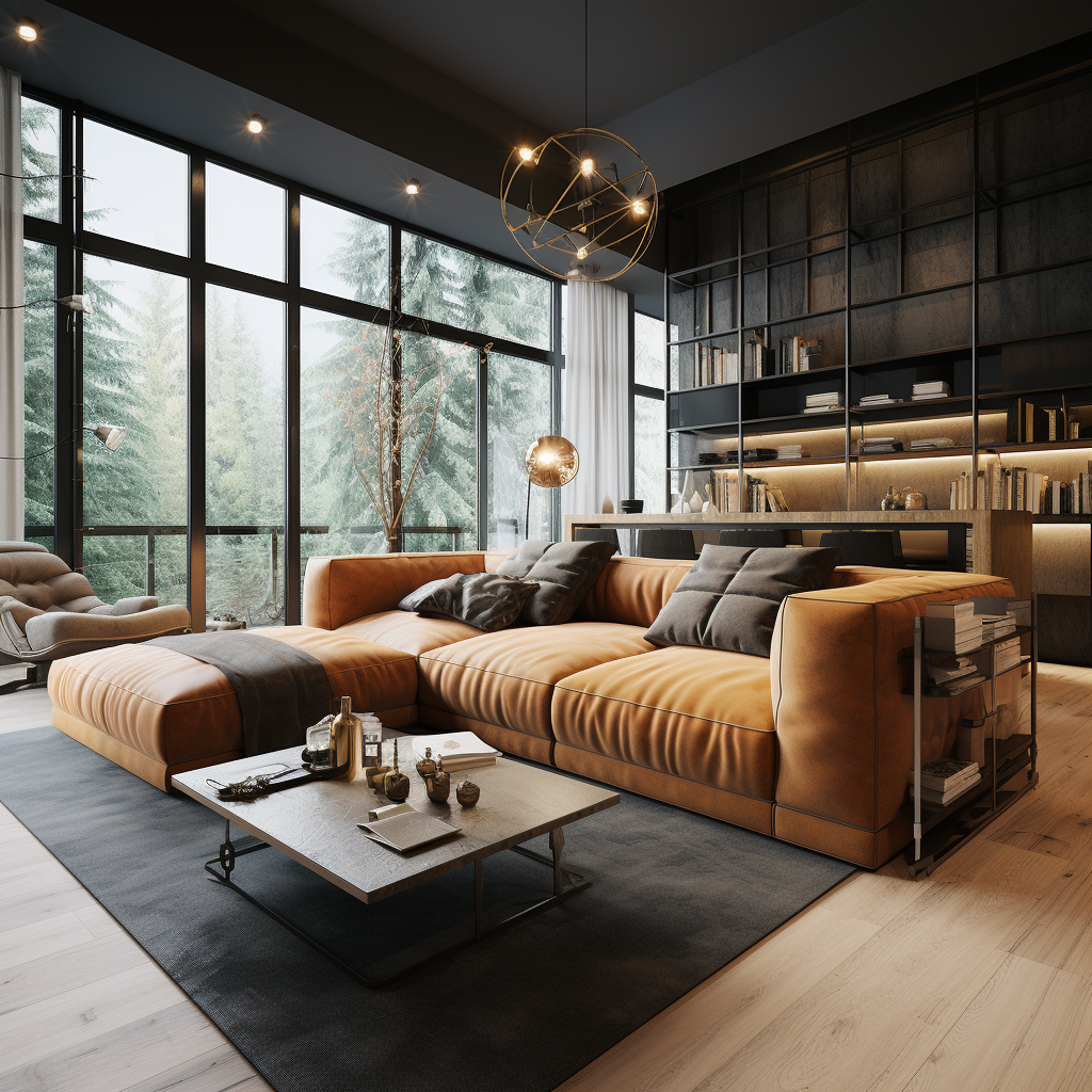 潮流工业风客厅设计-22