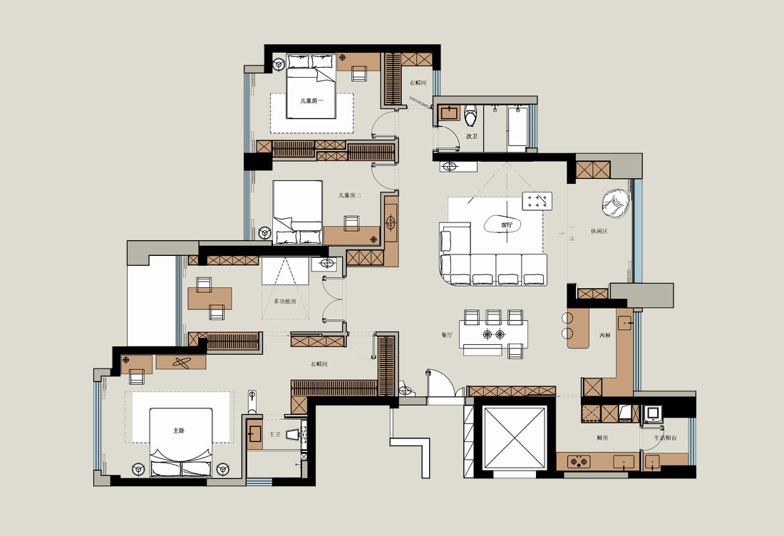 177㎡大平层高级感装修法式中古丨启物空间设计-48