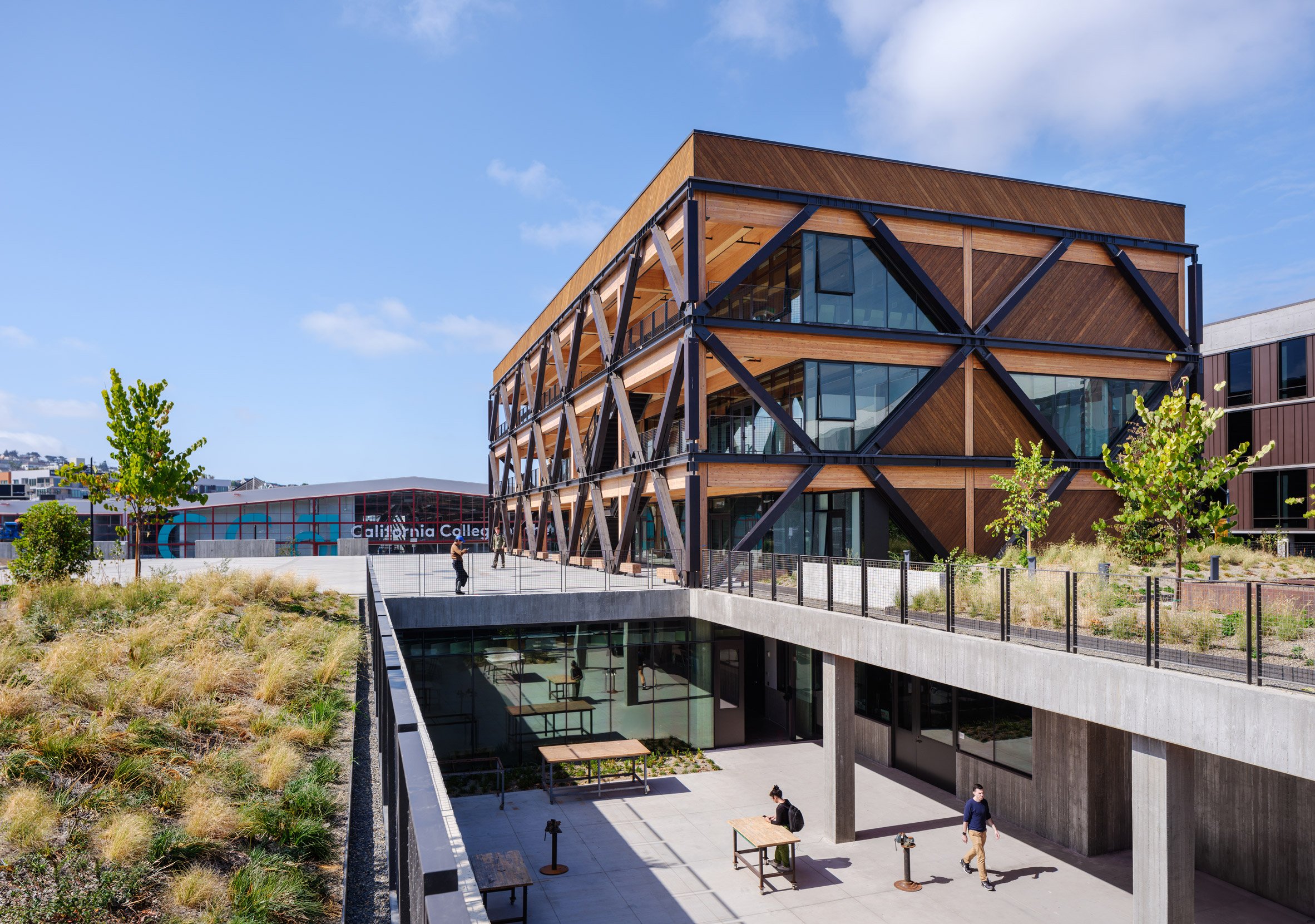 Studio Gang places "eccentric" mass-timber buildings around concrete terrace-3