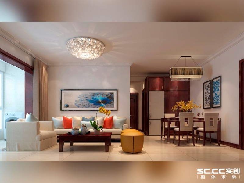 【上海实创装饰】绿地东上海89平两居室简洁中式风情-5