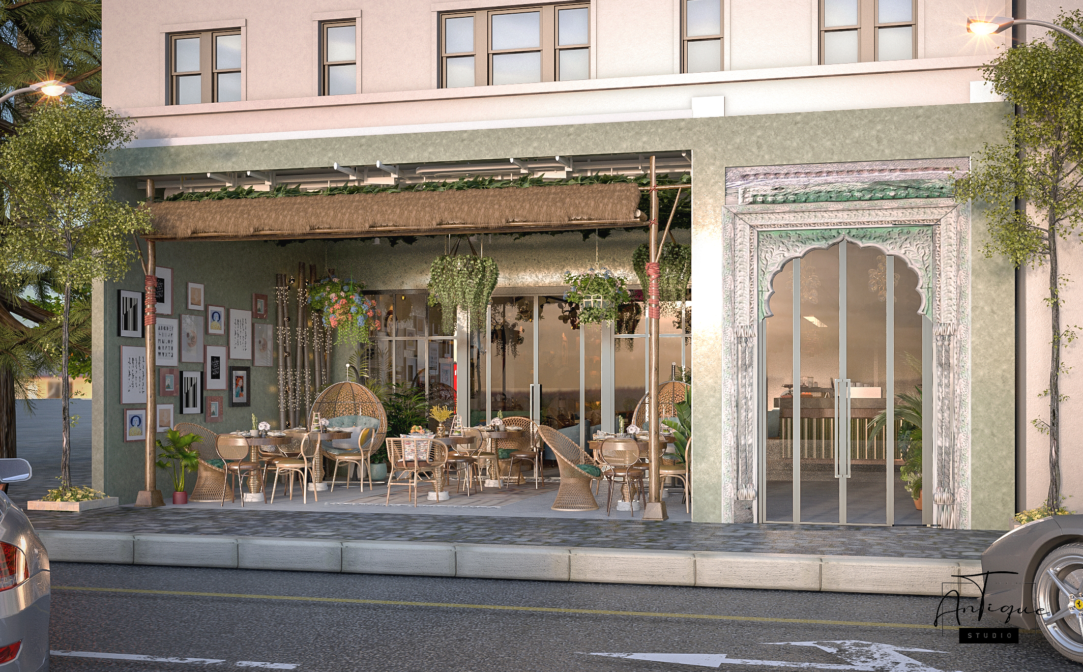 波西米亚咖啡馆兼餐厅丨ANTIQUE Studios-23