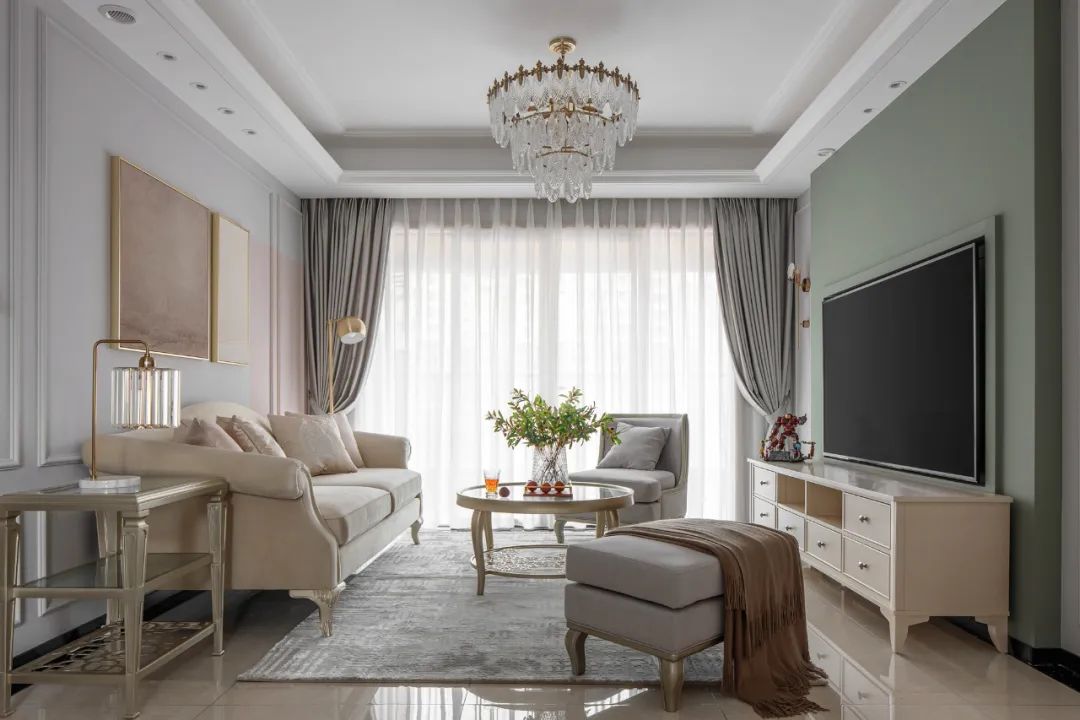 高级灰、牛油果绿、香槟粉，复古与现代并存的浪漫空间 | 宏福樘设计-9