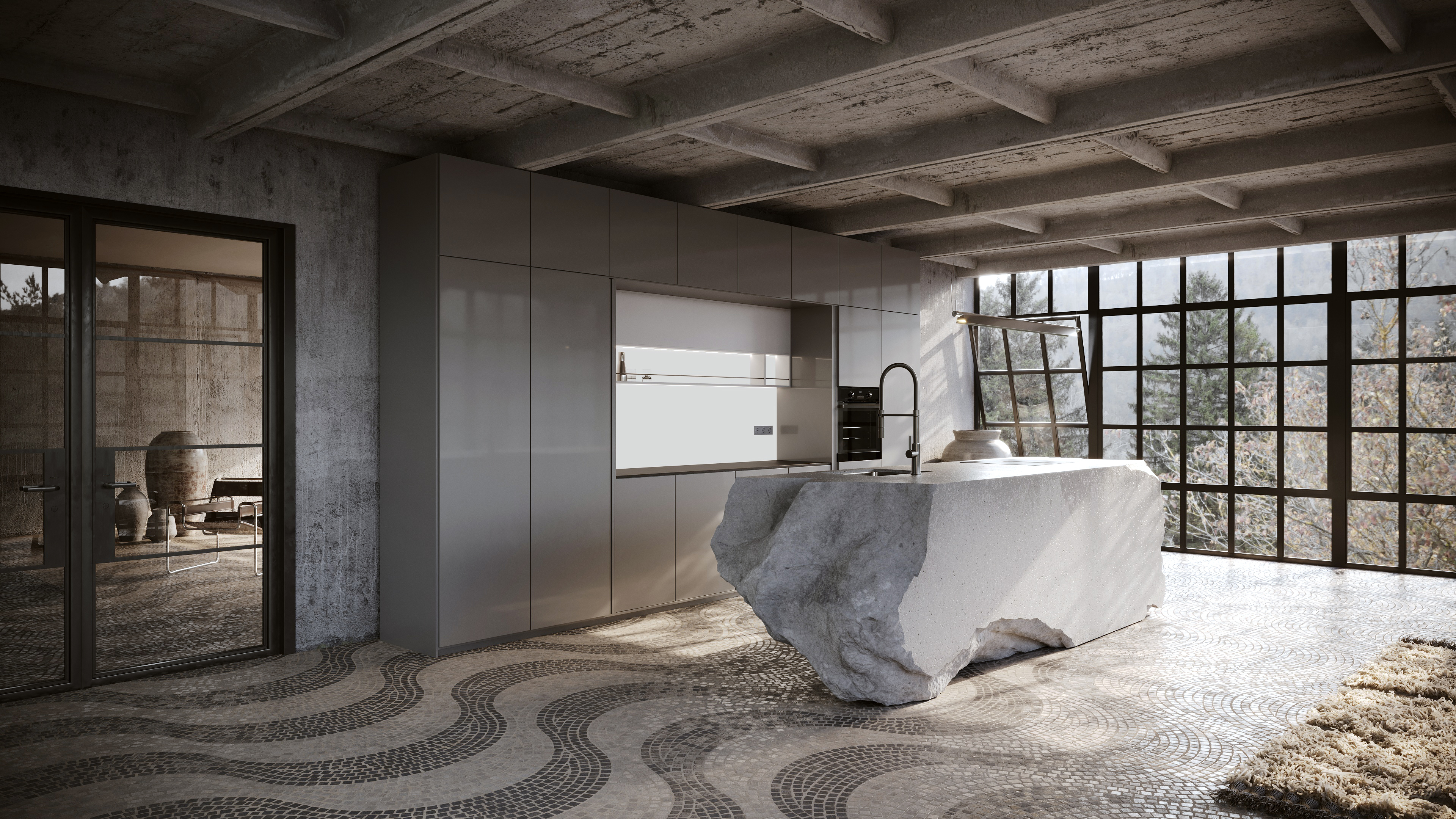 Concrete island in loft（非商业）-5