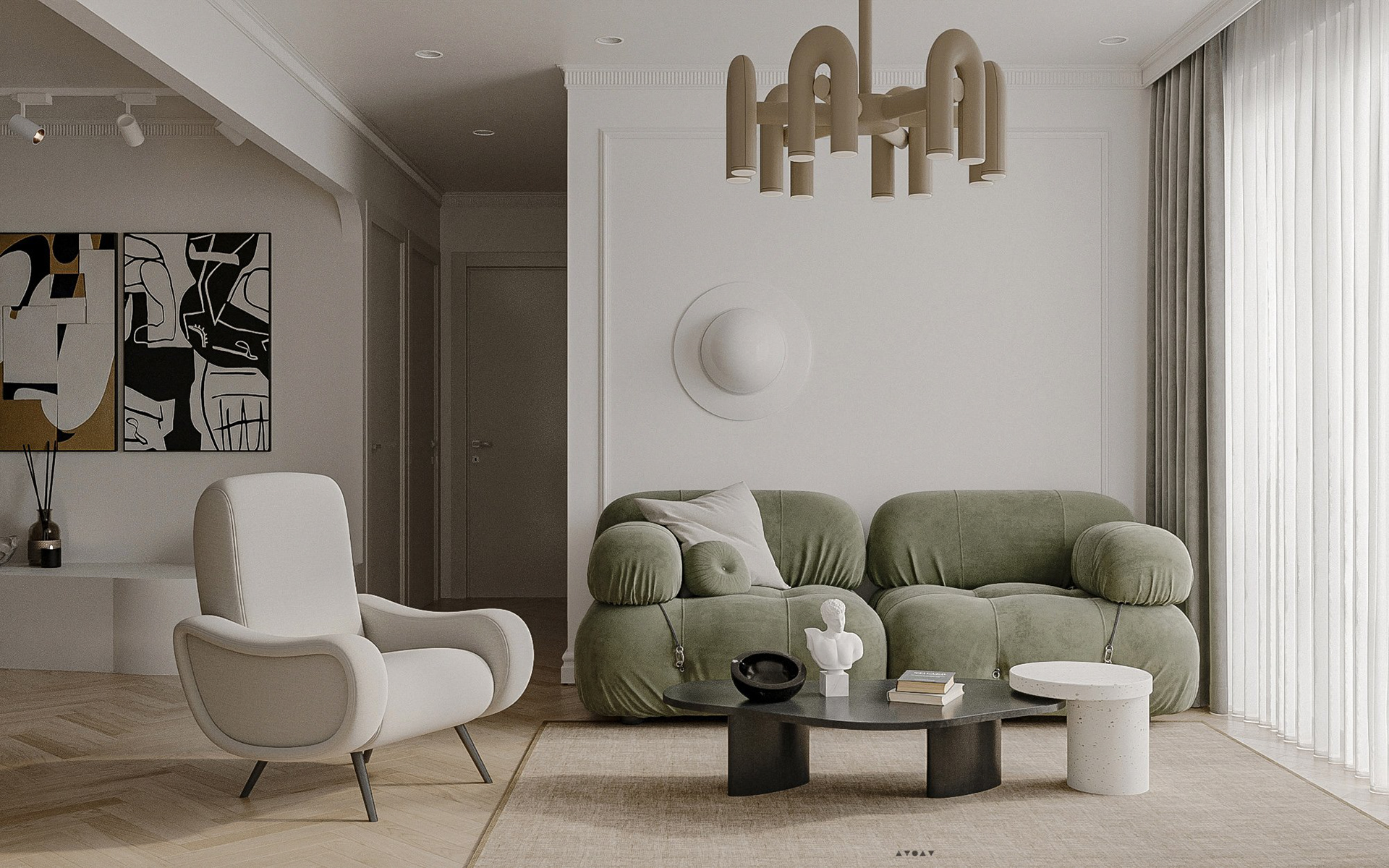 白色与绿色 清新时尚，打造舒适自然的空间-0