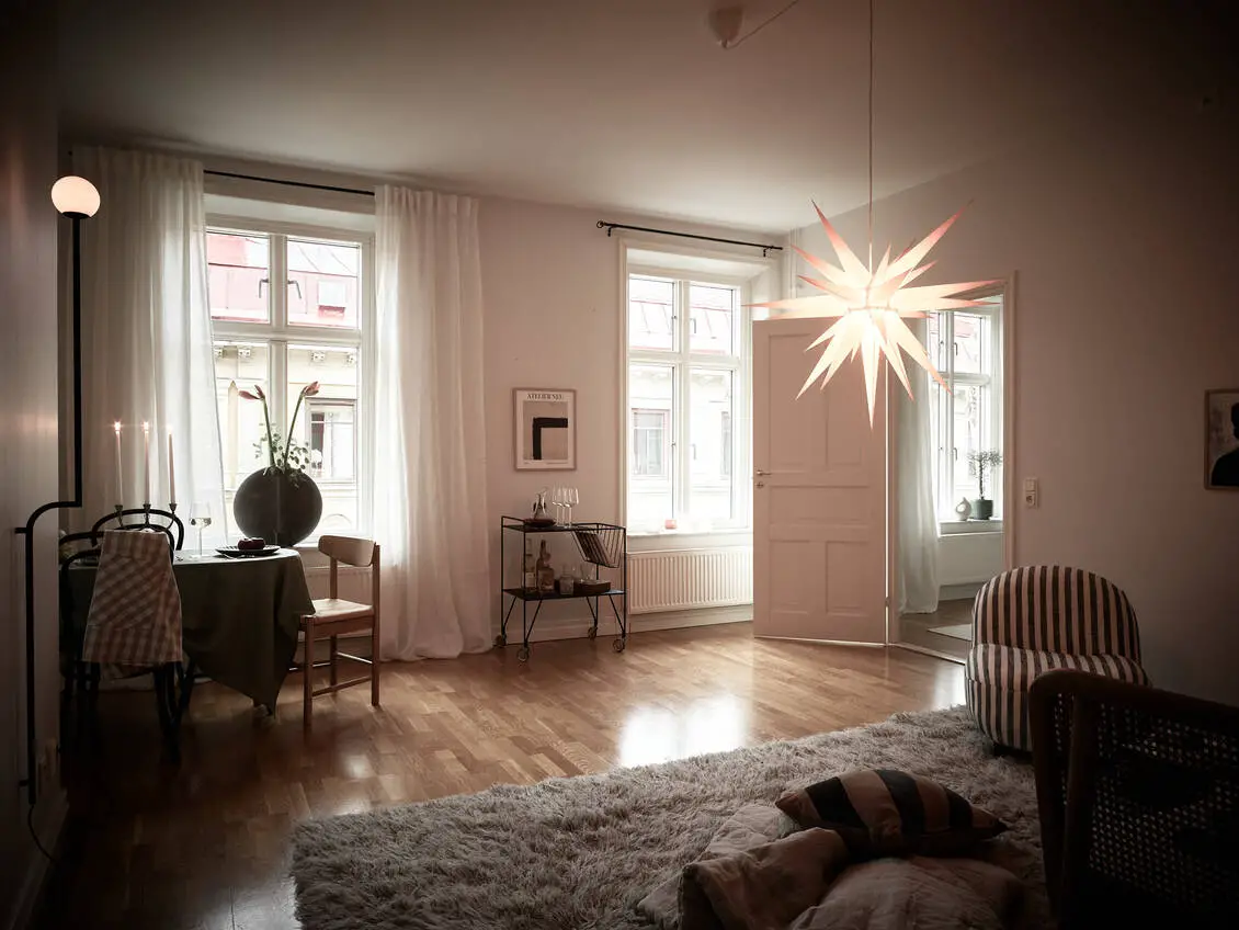 瑞典冬日暖光 | 经典 19 世纪公寓的温馨改造-5