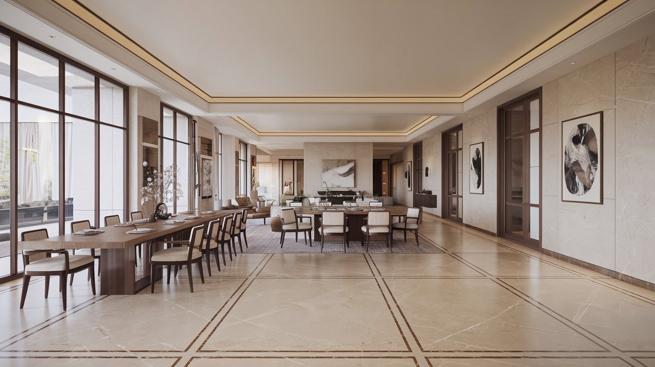 奢华米色与白色大理石餐厅设计-10