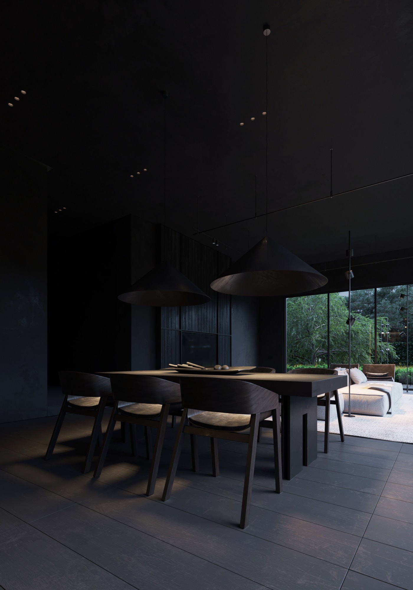 高级黑 极简别墅设计！-21