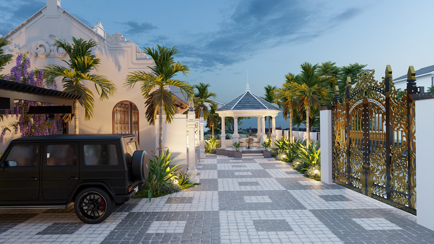 7525. Free Sketchup Neoclassical Villa Exterior Model-6