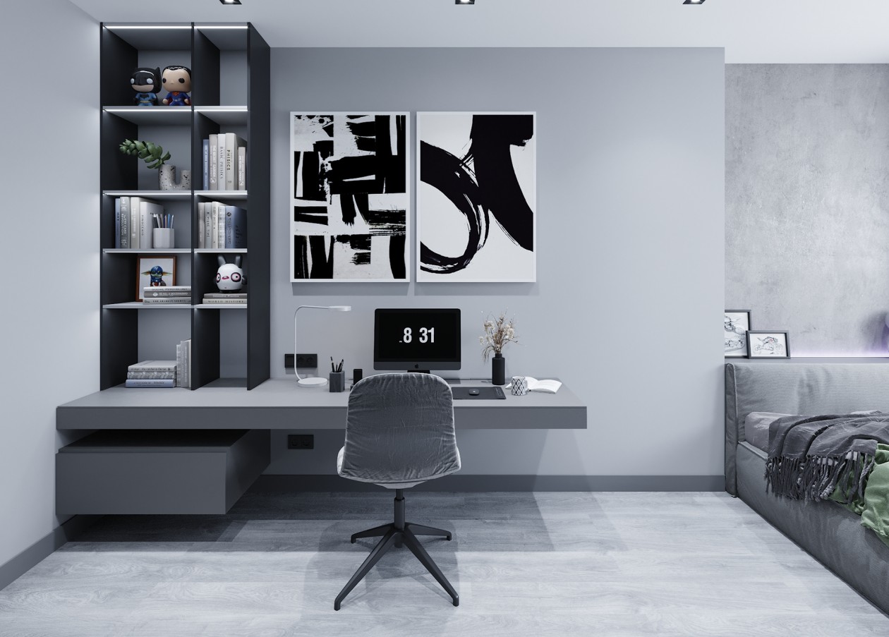 93㎡灰色系空间设计 演绎现代人的精致生活-22