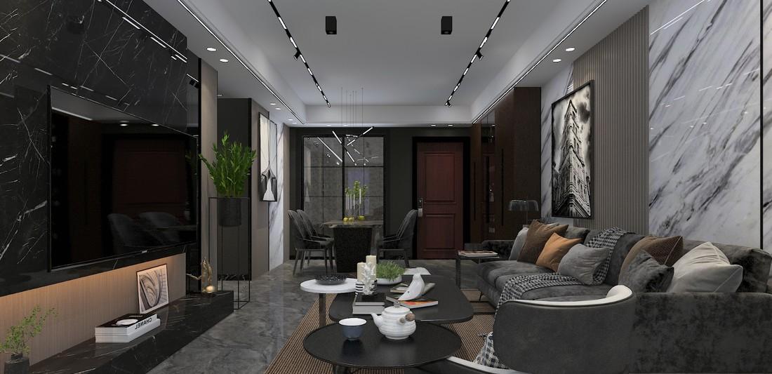 商丘轻奢后现代黑白灰装修设计-2
