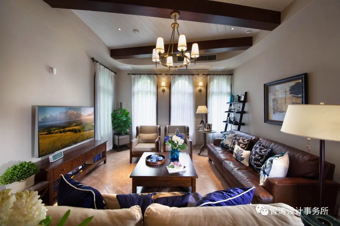 蓝湖郡花园别墅 | 美式乡村风格,光影与空间的深层对话-52