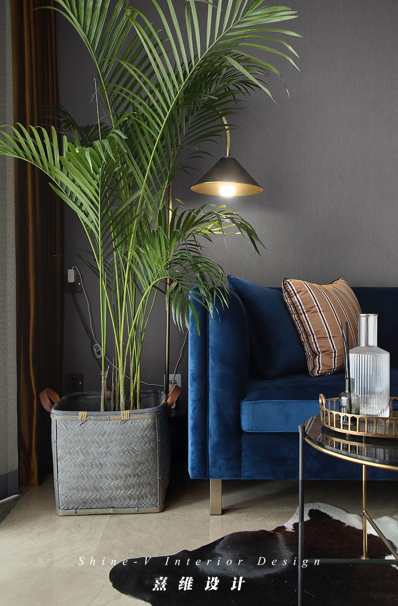 《构色》南京升龙天汇 90 平米三室两厅精装房改造,深蓝金色的复古典雅空间-18