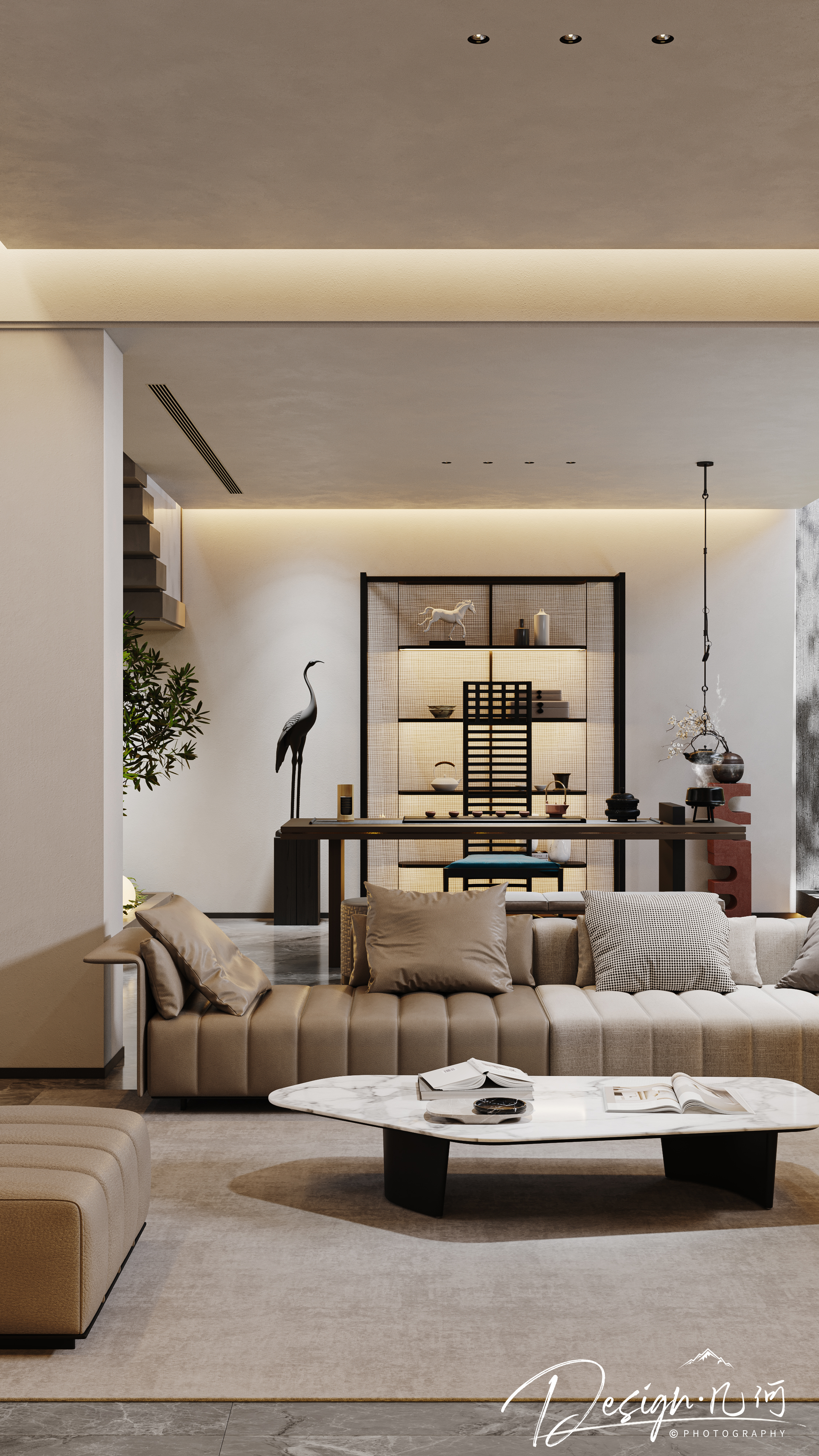 几何空间视觉表现 | 琥珀山庄现代地下室-15