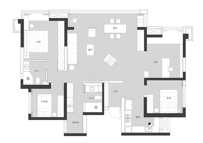 60万元四居及以上145平米装修案例-20