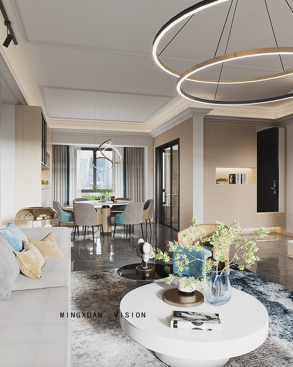 现代风格客餐厅设计丨铭渲表现-6
