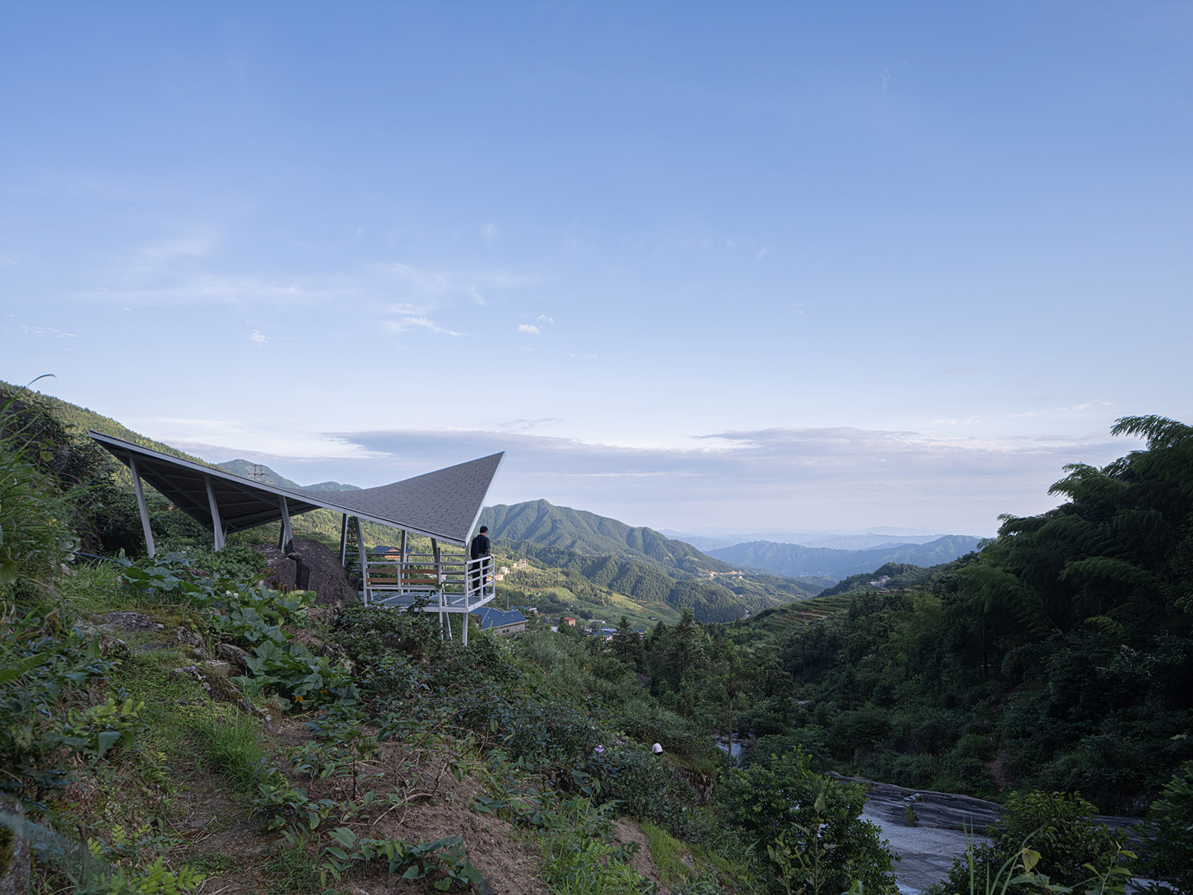 白水洞天,山野几何·白水洞村石瀑间的线性钢亭组群丨中国邵阳丨湖南大学建筑与规划学院-26