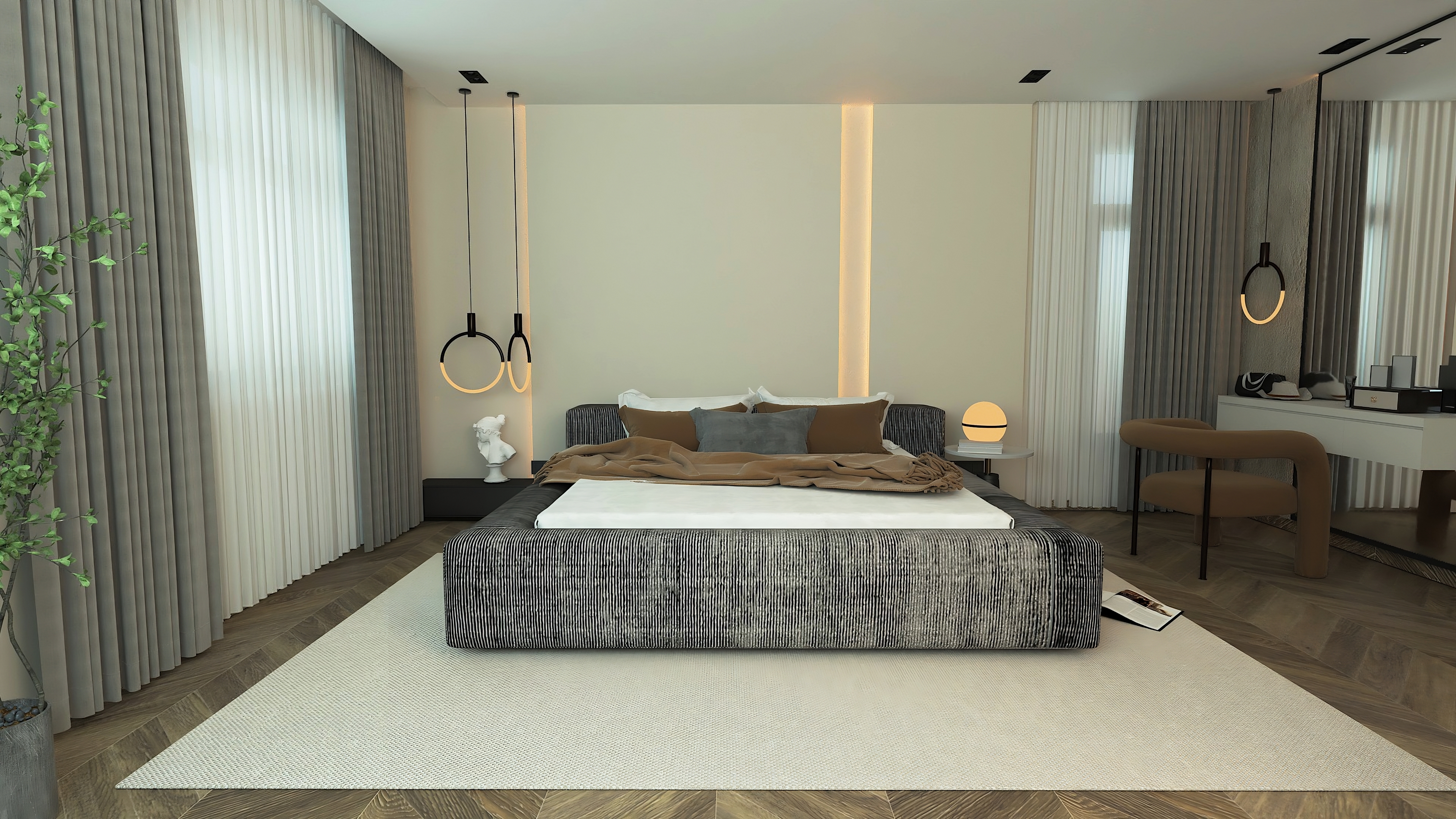 Modern interior design for a bedroom-0