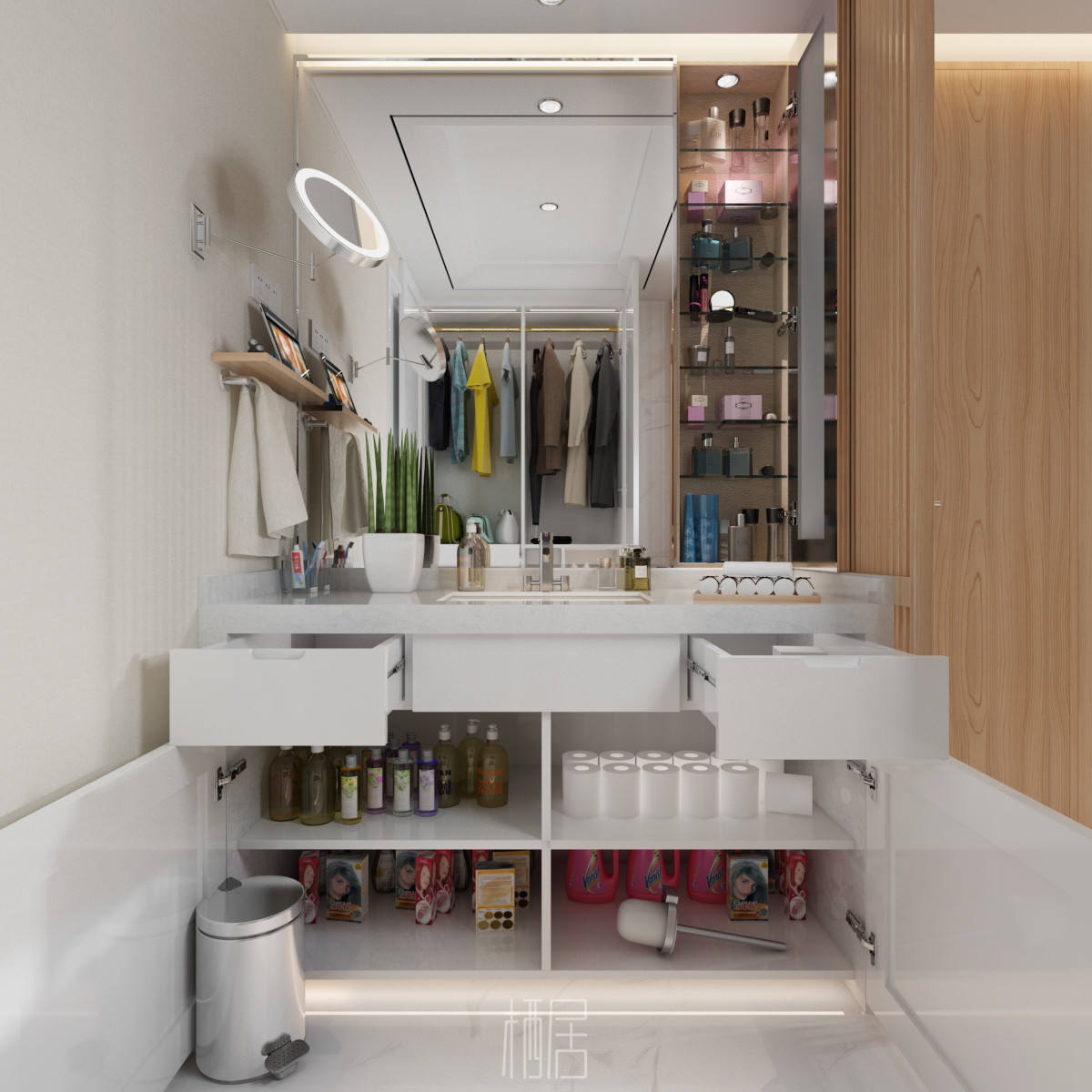 小户型逆袭 | 48 平米一居室变身三室三厅三卫一厨设计-9