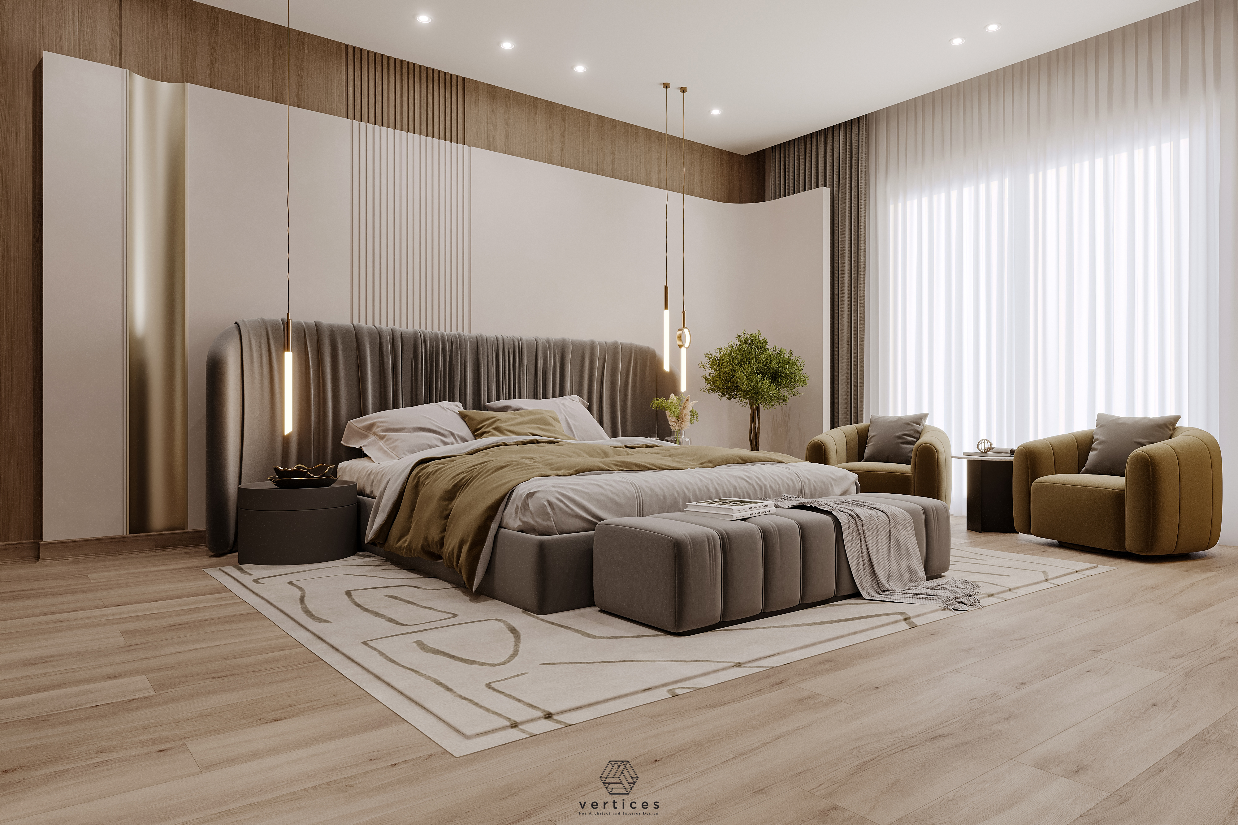 Madinaty别墅主卧及主卫设计丨Ahmed Shafik-9