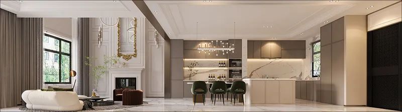 奶油白雅致棕,480㎡独栋别墅的法式浪漫丨东易日盛-17