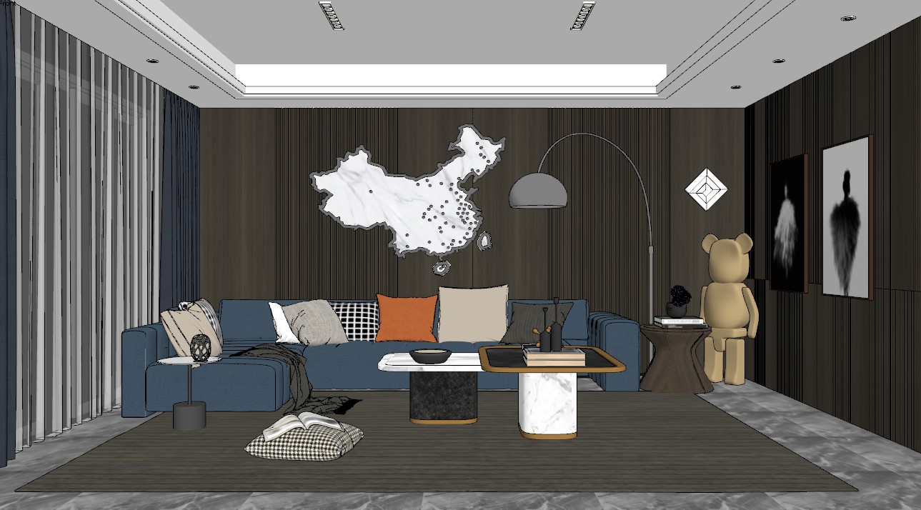 免费的SketchUp客厅模型-2