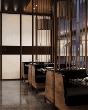宁波豚门河豚料理店 | 古铜金属与胡桃木的奢华艺术空间