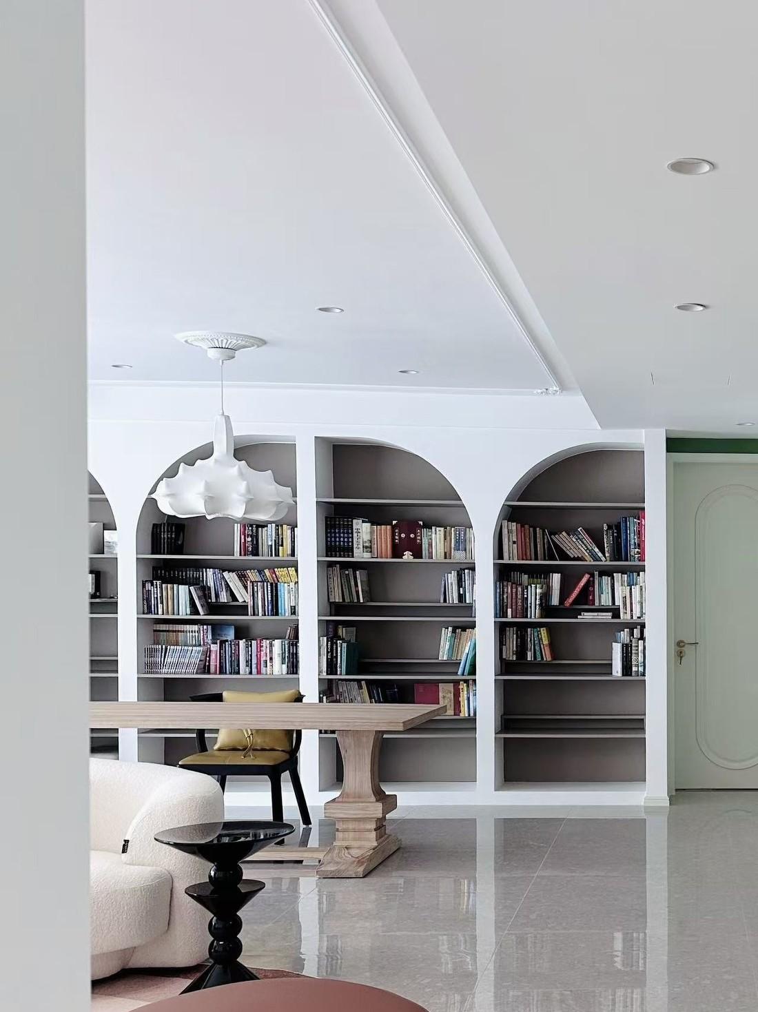 客厅里的书房,轻法式精装房改造-16