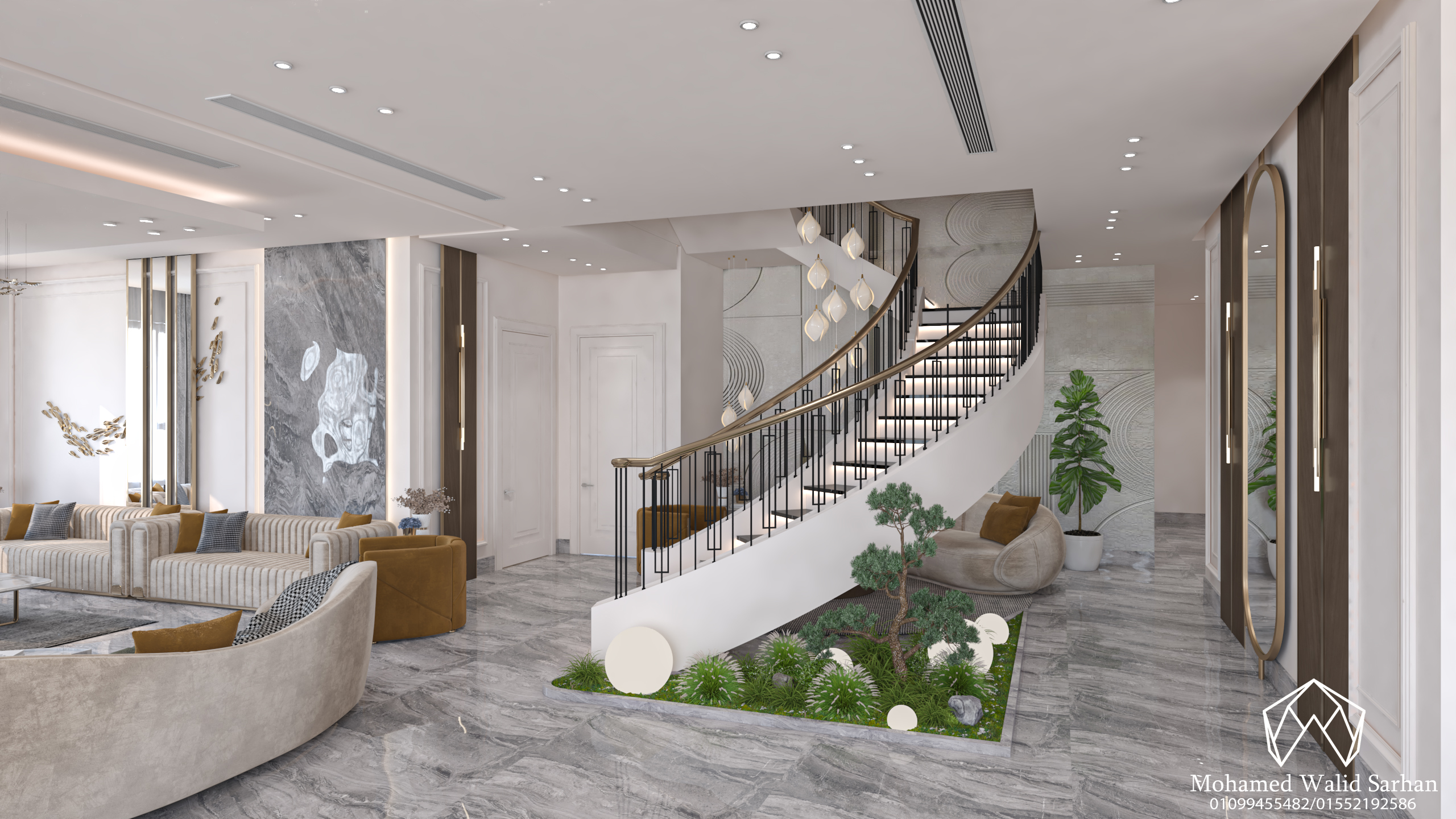 Reception and dinning room for villa in kuwait-10