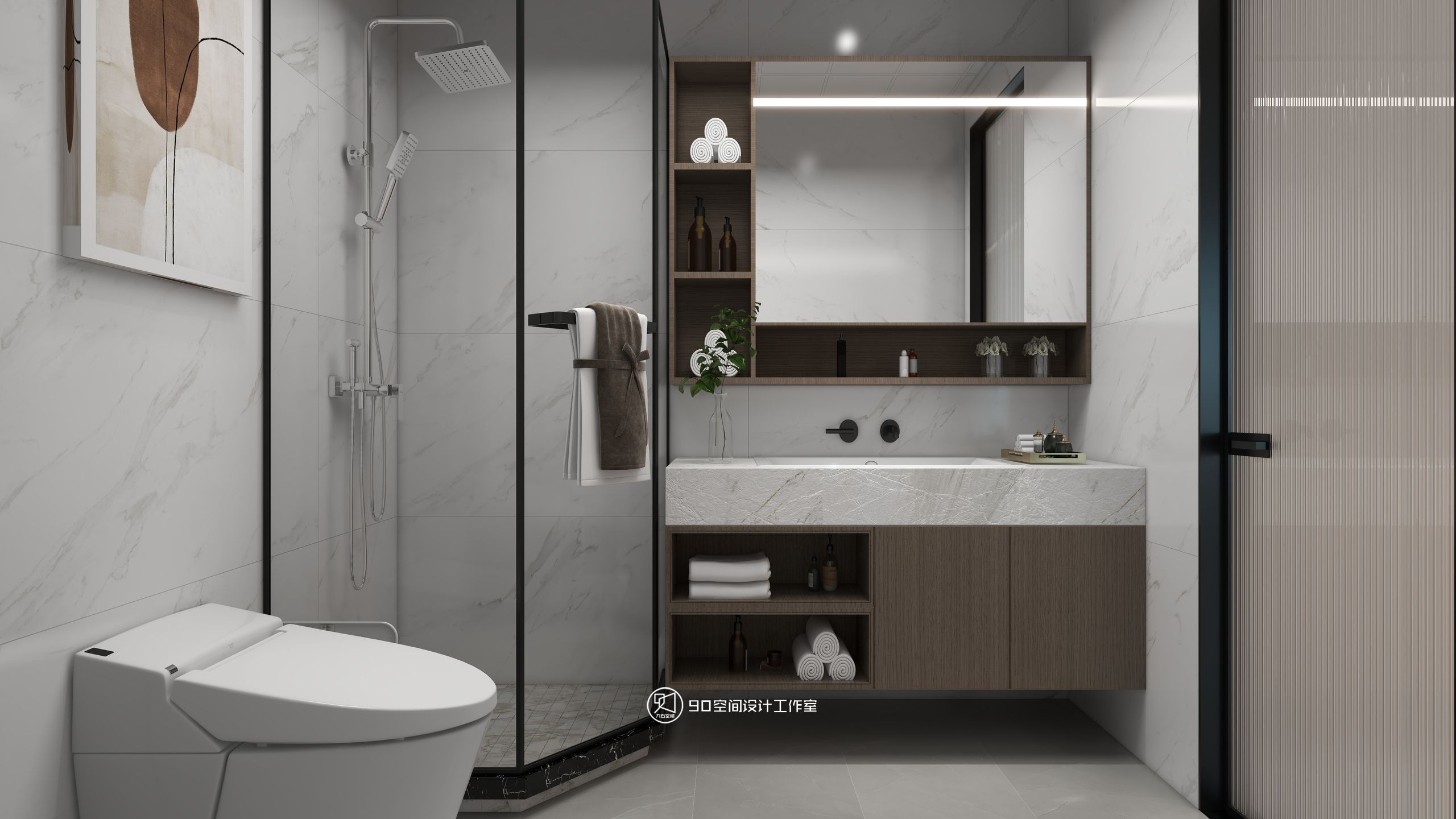 海市蜃楼现代轻奢风格挑高别墅设计丨90 空间设计-59