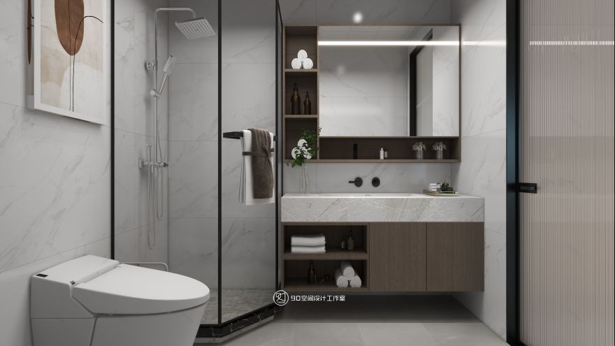 海市蜃楼现代轻奢风格挑高别墅设计丨90 空间设计-59