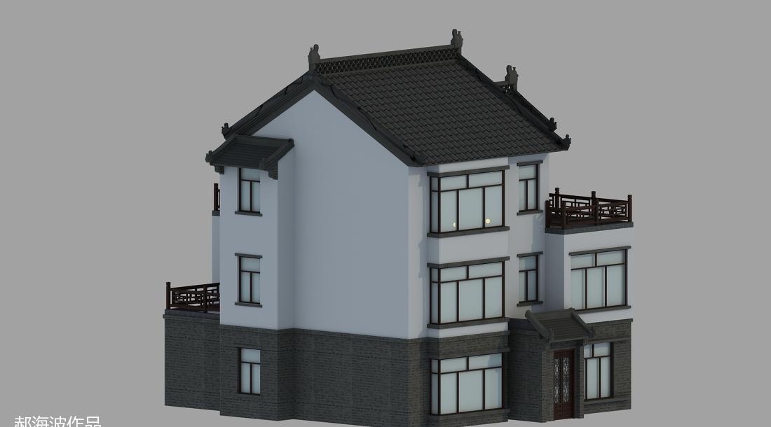 
五原中式建筑风格 饭店及别墅 -11