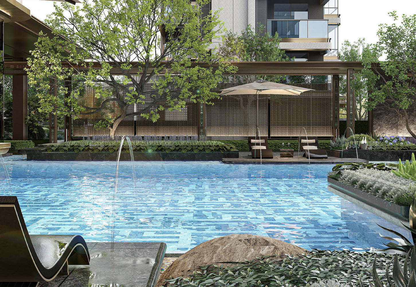 成都越秀天悦芸萃二期大区景观SU模型-1