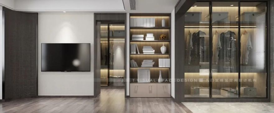 盛天华府 | 130㎡写意新中式家居,红蓝灰调绘诗意空间-16