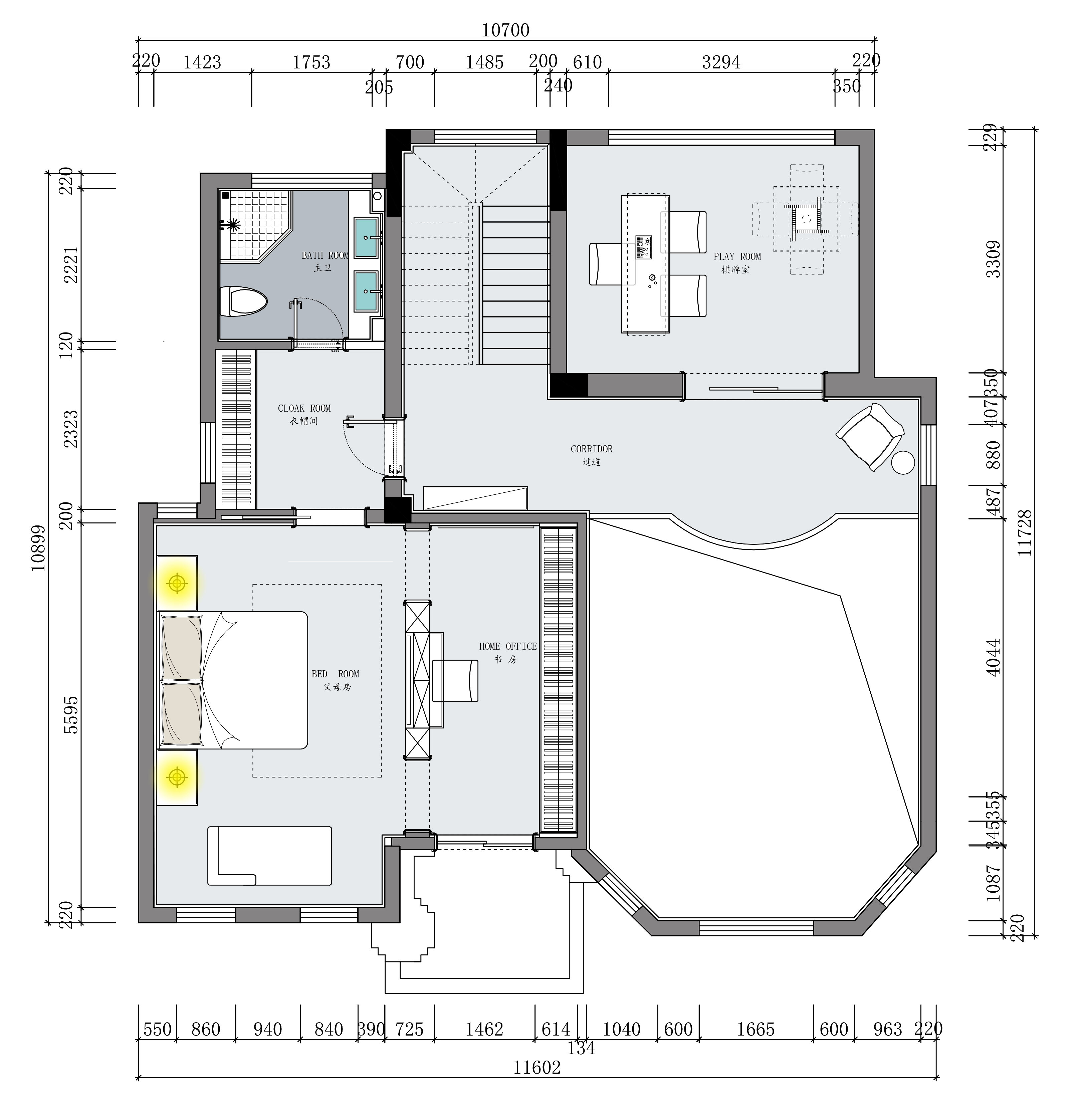 武汉公园壹号 390m2 美式轻奢豪宅设计-13