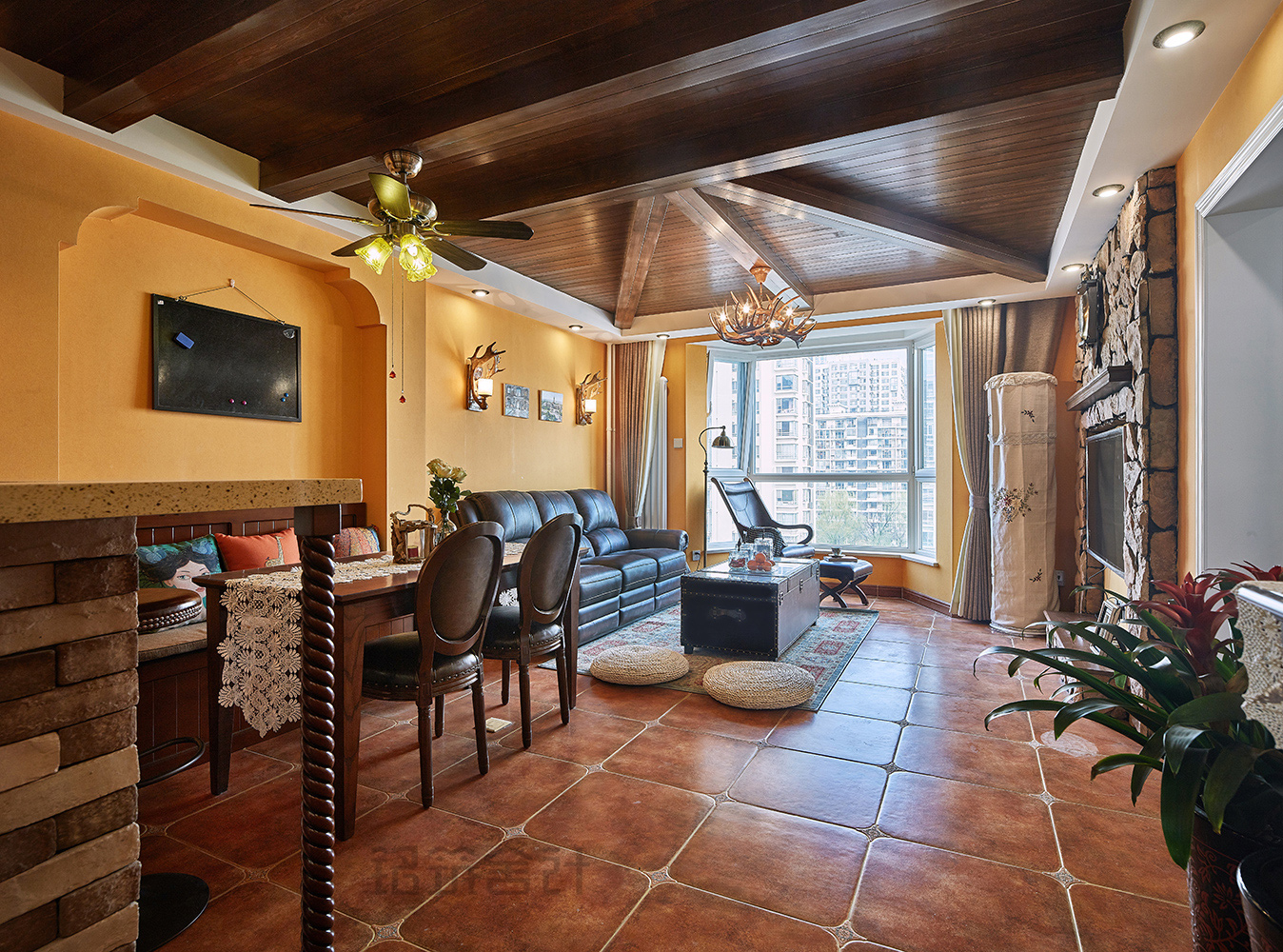 北京 80㎡美式复古家居,色彩家打造温暖空间-6