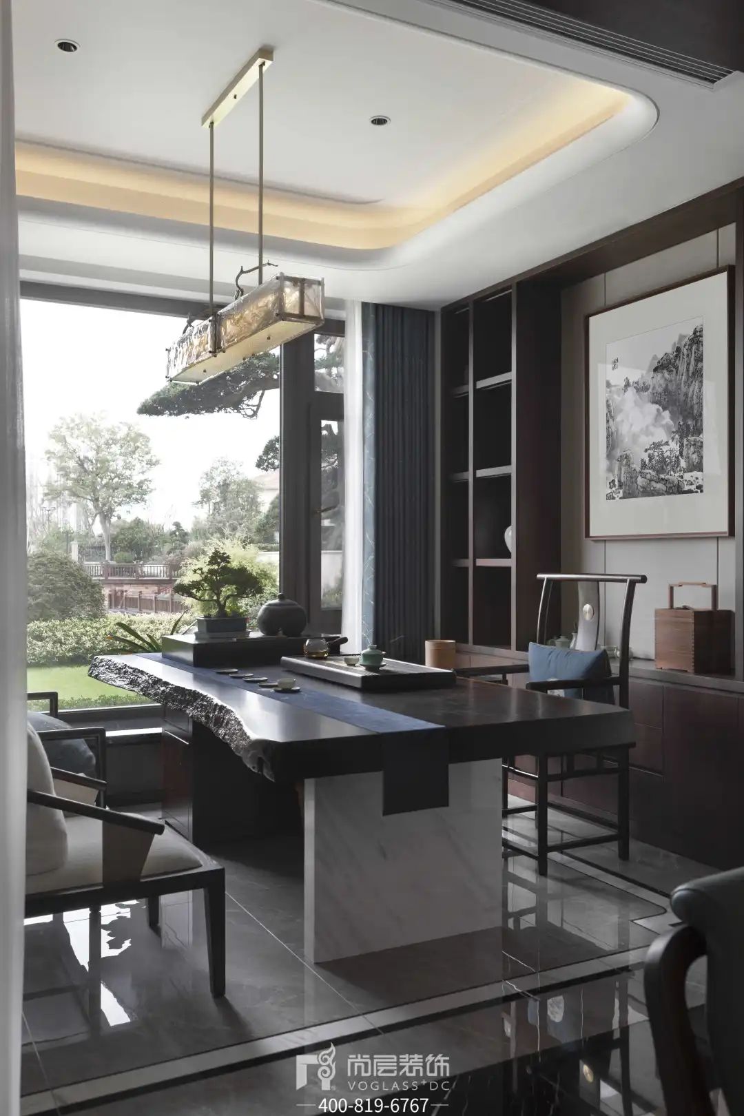 银湖花园×尚层别墅装饰｜杭州400㎡新中式别墅设计，由心生活-79