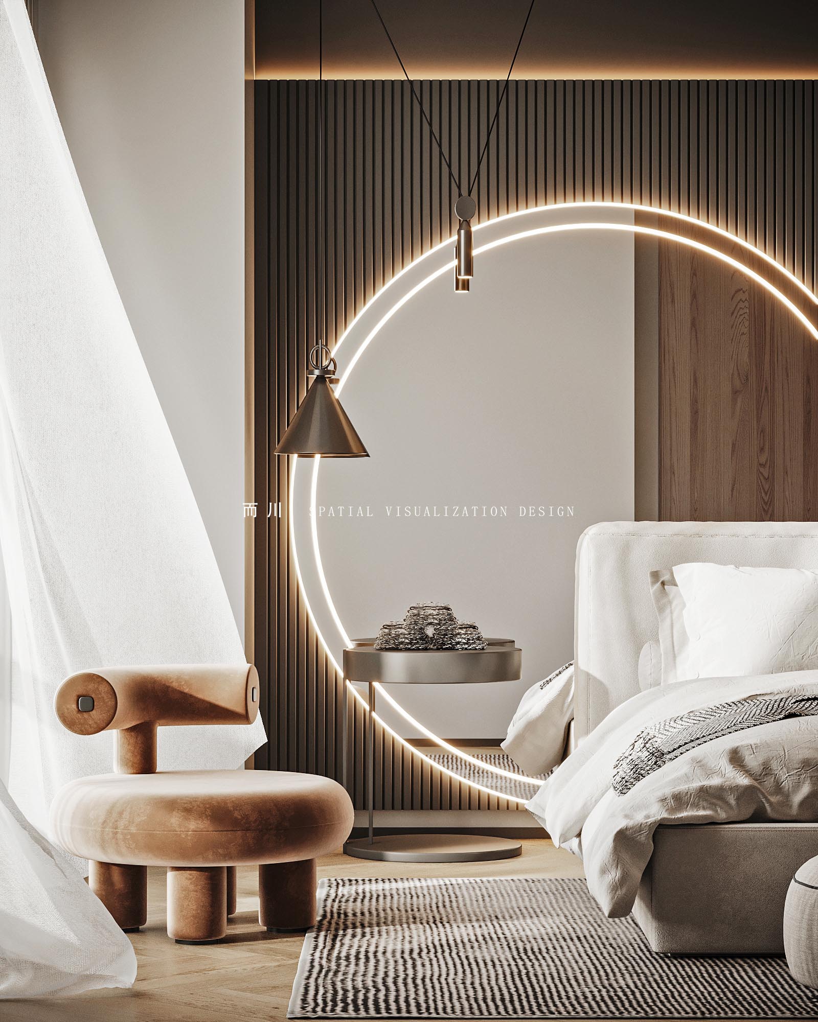 现代意式榻榻米卧室设计丨而川空间可视化工作室-23