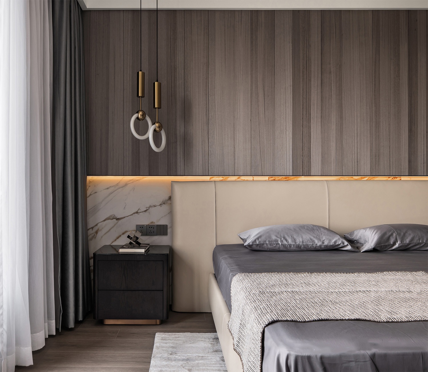 【红柏设计】191㎡  深圳润府三期 现代精致简约的高级黑遇上极简白-4