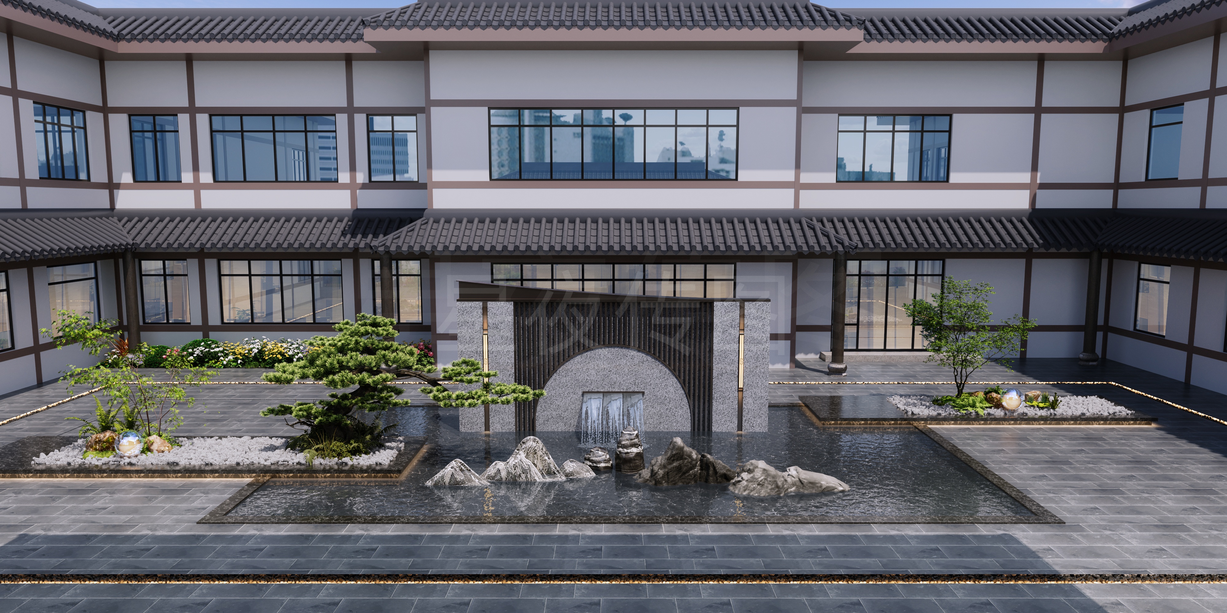 别墅  庭院 外景 效果图-8